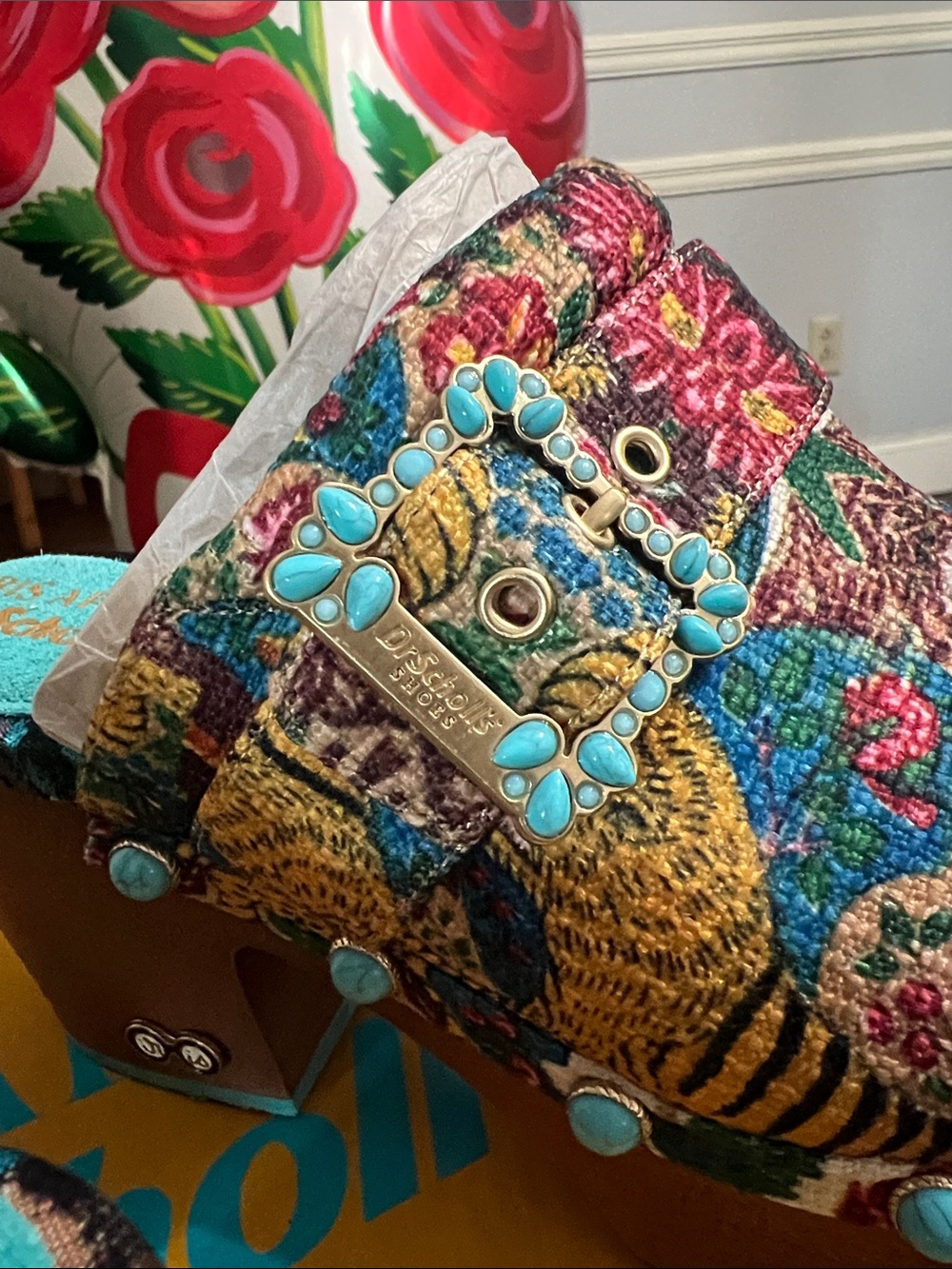 Dr. Scholl's Multicolor JOY Tapestry Platform Clogs - Picture 12 of 16